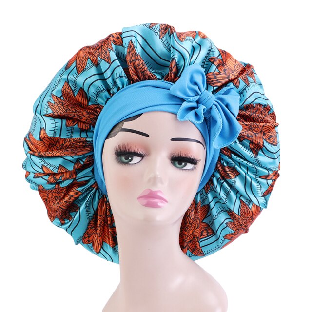 African Pattern Print Satin Bonnet