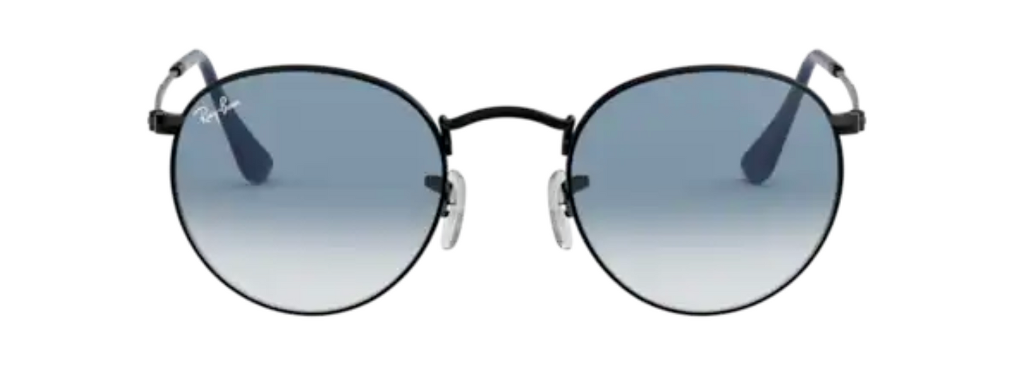 Ray Ban 3447 classic trendy modern unisex hipster thin round metal sunglasses male female black blue gradient lens uv400 protection