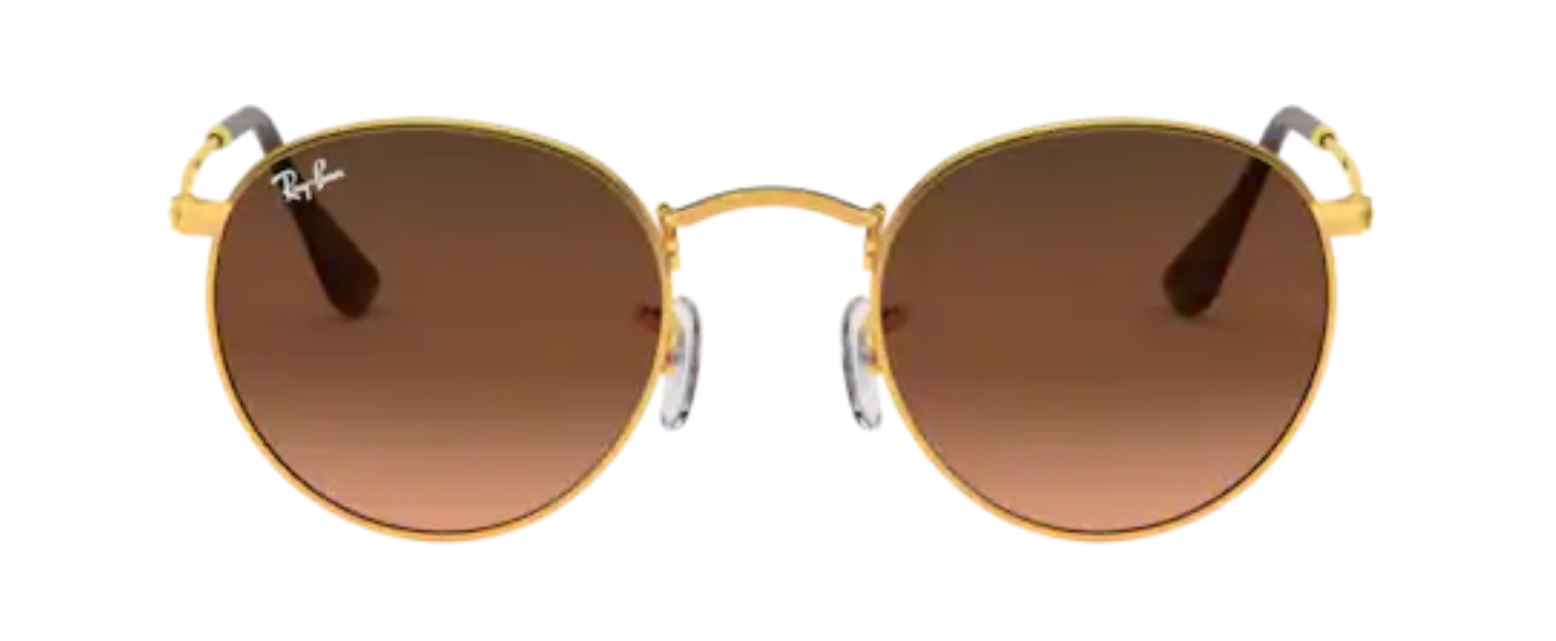 Ray Ban 3447 classic trendy modern unisex hipster thin round metal sunglasses male female gold gradient brown lens uv400 protection