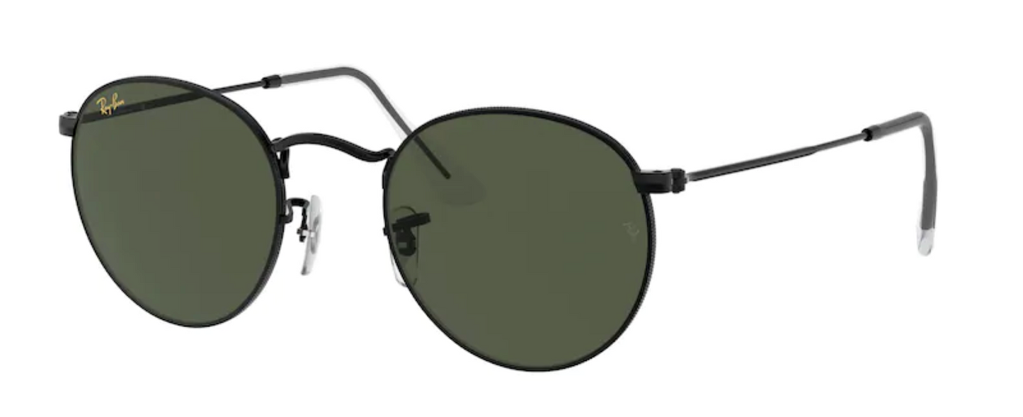 Ray Ban 3447 classic trendy modern unisex hipster thin round metal sunglasses male female black g15 green lens uv400 protection