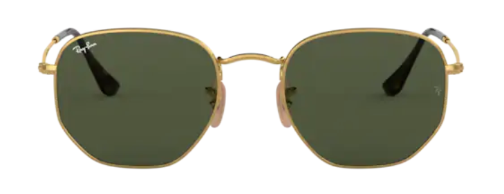 ray ban 3548 hexagonal optical prescription eyewear sunglasses retro classic funky hipster cool stylish unisex gold g15 green lens