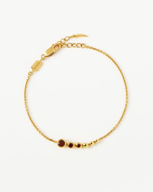Reversible Beaded Red Garnet Gemstone Chain Bracelet | 18ct Gold Plated Vermeil/Garnet