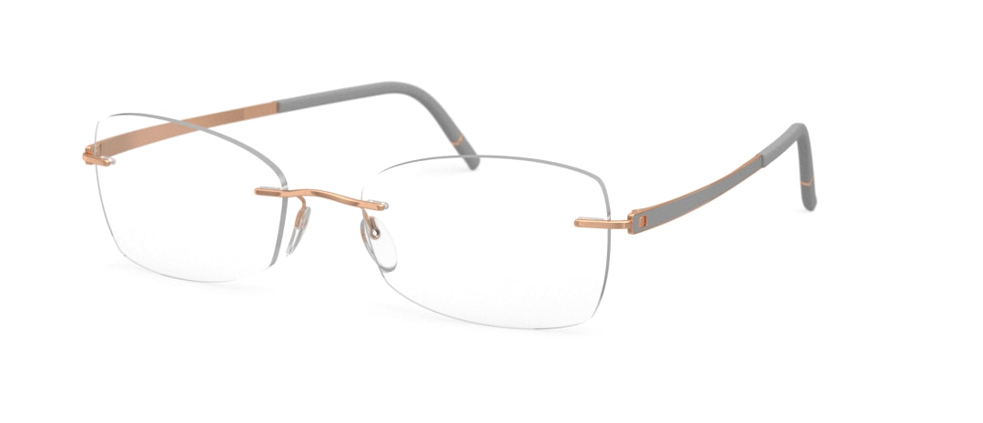 silhouette momentum 5529 optical prescription eyewear eyeglasses glasses, rimless titanium made in austria, screwless, grey rose gold