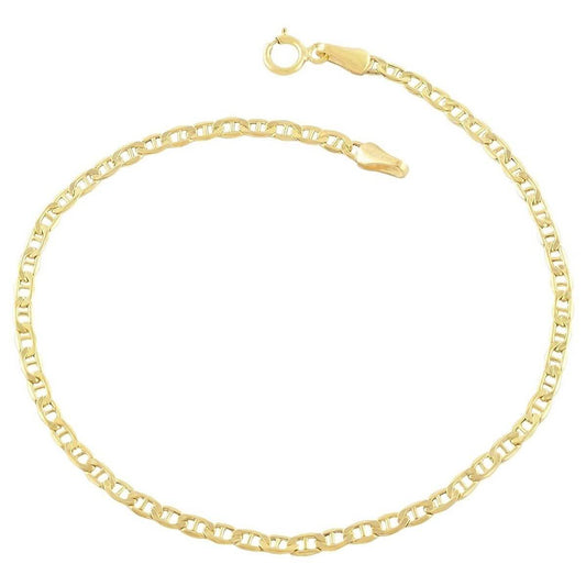Solid 14K Gold Flat Marina Anklet